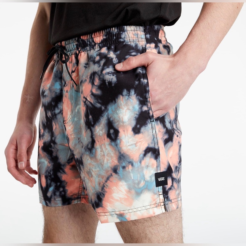 Vans Mens Shorts, Swim Trunks, Sz Large Tie Dye AOP Pockets & Drawstring